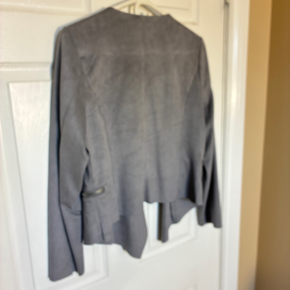 Ricki’s Gray Faux Suede Open Front Blazer Jacket Women’s Large - Picture 3 of 5